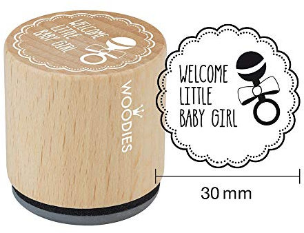 Woodies Welcome Little Baby Mädchen Stempel, Holz, braun, 30 mm