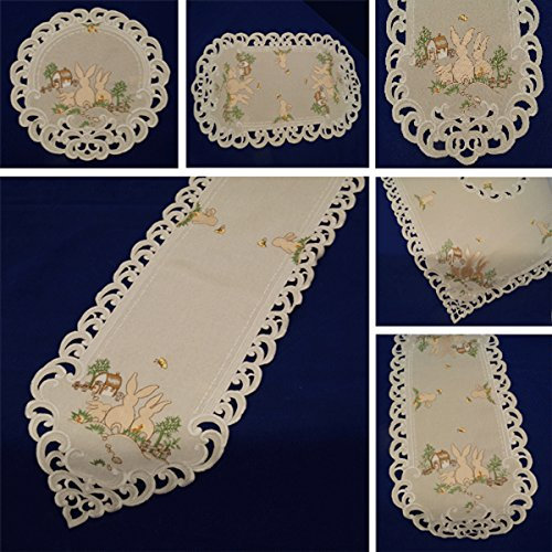 Bowatex Tischdecke Läufer Oster Hase Beige Mitteldecke 8981-Fa (30x45 oval)