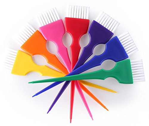 Kit de pinceau de teinture pour les cheveux, pinceau applicateur de teinture set de couleurs arc en ciel