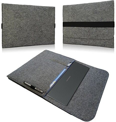 NAUC Tasche Hülle für Medion Akoya E6432 15,6 Zoll Filz Sleeve Schutzhülle Laptop Case Ultrabook Cover Notebook Bag aus strapazierfähigem Filz in Grau mit Innentaschen und sicheren Verschluss
