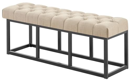 CLP Sitzbank Amun I Mit Stoff-Bezug I Mit Schwarzem Metallgestell, Farbe:Taupe, Größe:120 cm