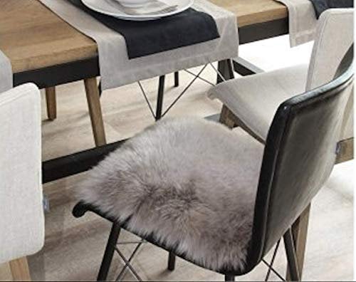HEITMANN Sitzkissen quadratisch eckig echtes Lammfell 44 x 44 cm (Taupe)