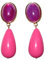 Schön bunt: Leichte sehr große Ohr-Clips vergoldet Stein amethist-farben Anhänger pink Tropfen Hingucker Geschenk Fest Party Fashion Designer JUSTWIN