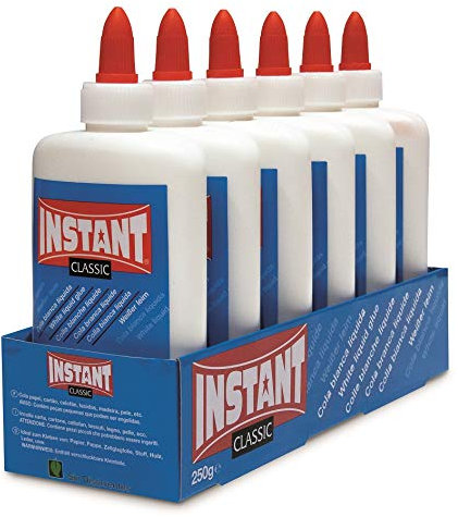 Instant Classic - Colla liquida bianca, confezione da 6 pezzi, senza solventi, 250 g