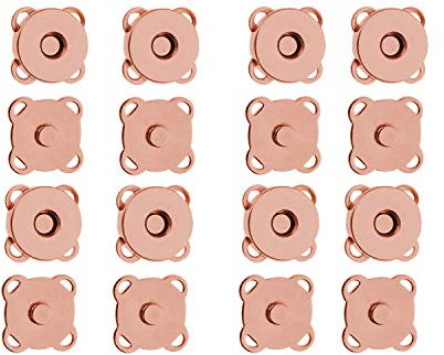 Trimming Shop Sew On Flower Magnetic Press Stud Clasps for Leather Craft, Lightweight 2-Part Snap Fasteners for Sewing, Bags, Clothing Repair, Crafts & DIY Projects (18mm, Rose Gold, 10pcs)