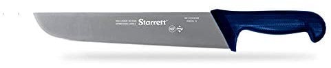 Starrett Professional Butchers Knife - BKL203-10 Wide Straight 10 Inch Ultra Sharp Sanitized Steel Blade - Blue Handle Kitchen Chef's Knife
