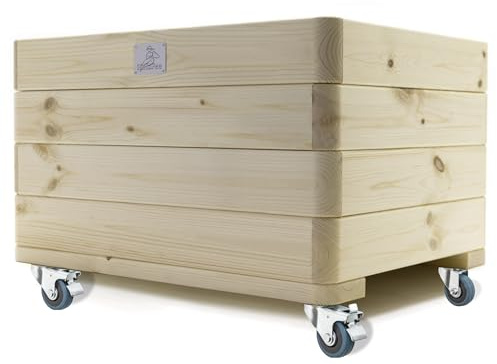 Holzfee Premium Pflanzkasten Holz massiv mit Rollen Dona 80 x 50 cm
