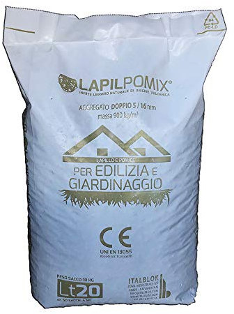Italblok - Lapillo Vulcanico - Lapilpomix 5/16 mm - Sacchi da 20 Litri Circa 18 kg - pacciamatura Piante - massetti