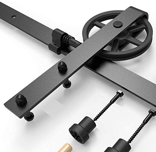Kit di guide per porta scorrevole, 167 cm, kit di binari per porta scorrevole (forma di rullo di grandi ruote).