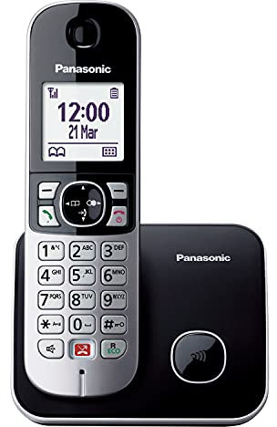 Panasonic Dual-Micro/Nano, KX-TG6851GB telefono cordless (bloccare fino a 1.000 numeri di telefono, dimensione carattere, auricolare rumoroso, vivavoce duplex), nero/argento