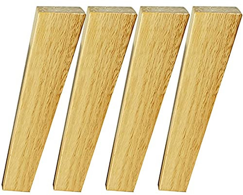 Pieds de meuble inclinés bois 4 pièces pied meuble, Massif de Montage de Pieds de Meubles avec Plaque de Montage Vis pour fauteuil, table de nuit, armoire, tiroir (Couleur du bois) (Size:6cm/2.