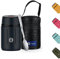 Healter-750ml Food flasks for hot food Soup flask Thermal food container Portable Stainless Steel Food Containers with Insulated Bag & Folding Spoon Keep Hot/Cold for 12 Hours(Black)