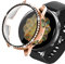 Miimall Coque PC pour Samsung Galaxy Watch Active 2 44mm Cristal Diamant avec Protection Écran en Verre Trempé Étui Bling de Samsung Galaxy Watch Active 2 44mm -Or Rose