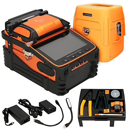EXTRALINK Saldatrice a Fusione per Fibra Ottica – Dispositivo con 6 Motori, Batteria 7800mAh, LCD 5,1 con Zoom 300x, App, Giunzione 6s & Riscaldamento 15s, Macchina Automatica per FTTH, LAN
