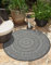 the carpet Mistra - Tapis d'extérieur Robuste, Moderne, résistant aux intempéries et aux UV, pour Balcon, terrasse et véranda, Mandala, Anthracite, 120 x 120 cm, Rond