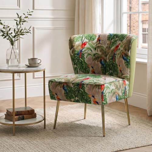 FABRICATION HAUS Fabric Dining Slipper Chair Upholstered Vanity Kitchen Accent Chair with Metal Legs for Dining Room Living Room & Bedroom (1, GREEN)