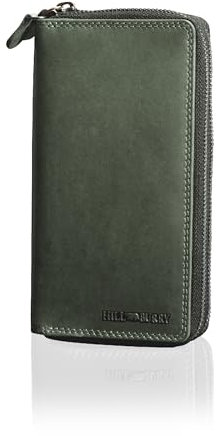 Hill Burry Geldbörse für Kellner - Unisex | Echtes Leder | Robuste Verarbeitung und hervorragendes Handling | Professionelles Portemonnaie für Kellner | Viele Fächer (Black) (Grau)