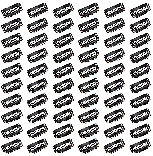 Clips de Peluca Clips para Extensiones en Forma de U Accesorios para Pelucas Fijas Mujeres Hombres 60 Piezas Negro