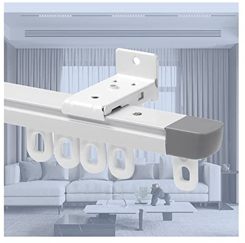 PhIree Ausziehbare Vorhang-Einzelschiene Mit Gleitern, Extra Dünne Vorhanggleit-Spannstange Für 0,8 M Bis 3,3 M Lange Fenster, Seitenwandmontage-Sets/Onecolor/1.3-2.4M/4.2-7.8Ft