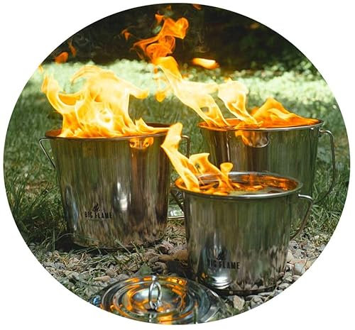 Topkapi Terrassenfeuer Big Flame 5 Liter │ Fabelhaft für Balkon, Terrasse, Garten, Camping │ Outdoor Edelstahl Feuereimer │ Nachhaltig, Wiederauffüllbar │ 6-8 h Brenndauer │ Wundervolles Flammenspiel