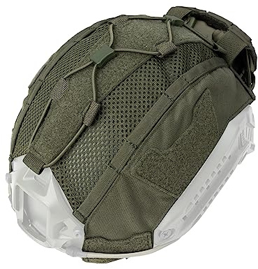 IDOGEAR Tactical Helmet Cover with Battery Rear Pouch for Fast Helmet Size M/L & L/XL Military Paintball Hunting Shooting Gear 500D Nylon (Ranger Green, Large)