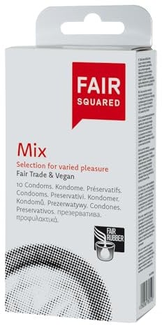 FAIR SQUARED 10 Stück Kondome Mix – Mix Kondome Sweet + Ultimate Thin + Intense – Naturkautschuk nachhaltig & fair