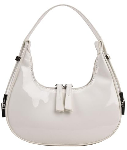 GSenhui Moon Bag Halbmond Schultertasche PU Leder Kleine Umhängetasche Damen Y2k Handtasche mit Reißverschluss Vintage Achselhöhle für Frauen