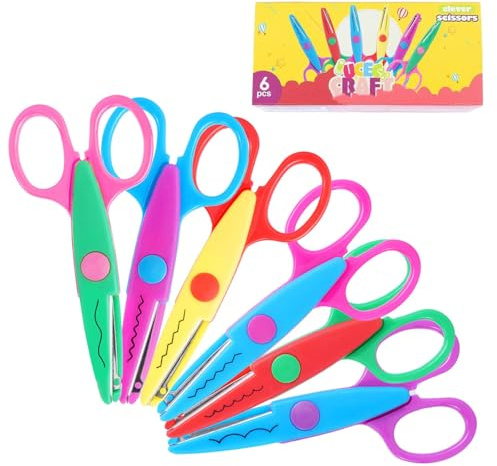 UCEC Decorative Paper Edge Scissor Set 5'' Colorful Paper Edger Scissors Great for Teachers, Crafts, Scrapbooking, DIY Projects Crafts, Set of 6