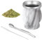 Mate Becher, Mit Strohhalmlöffel und Reinigungsbürste, 8 oz Mate Tee Set für Mate Tee, Kaffee, Milch und Saft, Marmor Muster