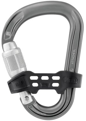 PETZL - Carabiner Pear Shape Attache Screw Lock Ferrule and Anti-Rotation Barrel, M038CA00