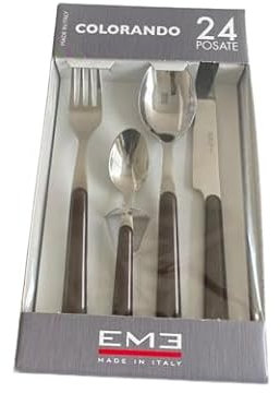 CONFEZIONE POSATE 24 PEZZI EME MADE IN ITALY SET DI POSATE COLORANDO (MARRONE)