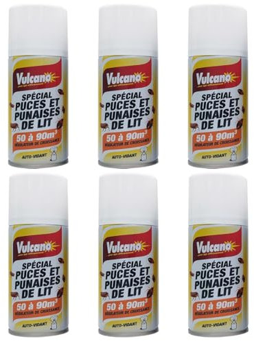 Mini Diffuseur, Fumigènes, effet choc - Puissant Anti Puces, Anti Punaise de lit - 6 x 150ml