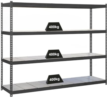 PROREGAL Schwerlastregal Metal YETI Four | HxBxT 200x120x45cm | Fachlast 400kg | Anthrazit | Regal Standregal Werkstattregal Lagerregal Kellerregal