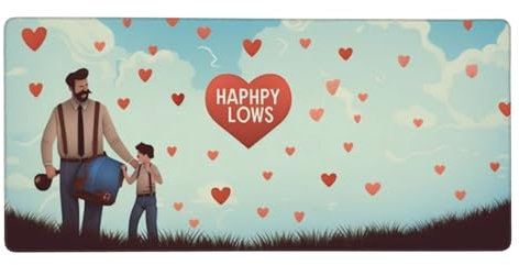 Tapis de souris extra large – Fête des pères Love Dad – Tapis de souris pour clavier d'ordinateur, protection de table de jeu de bureau, base en caoutchouc antidérapant, 40 x 90 cm