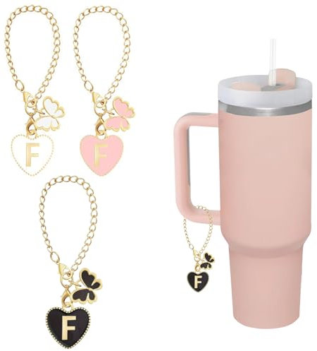 shixpiov 2er Buchstaben Anhänger Zubehör für Stanley Cup,Wasserflaschen mit Griffen,Name-ID Charms Letter für PRAOAHEI 40oz Thermobecher(Runde Letter,F