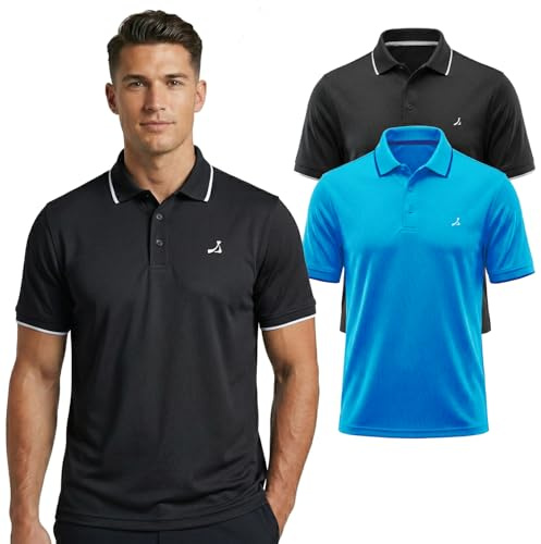 Under Par Men's Golf Polo Shirts 2 Pack Stretch Quick Dry UV Sports Tops