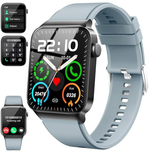 Smartwatch Herren Damen mit Telefonfunktion/Message Reminder, 1,85 Smart Watch, 112+ Sportmodi IP68 Wasserdicht Fitnessuhr Herren, Sportuhr mit Puls-Schlaf-Monitor Schrittzähler, Blau