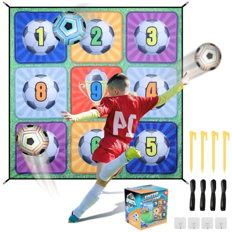 IEEILULU Set da Gioco con Pallone da Calcio per Bambini, Set da Gioco da Calcio Porta da Calcio Pieghevole in Flanella con Numeri di Punteggio e Calcio per Bambini per Esterno (Verde)