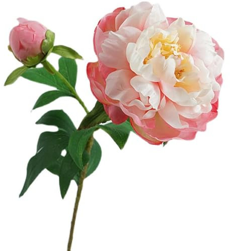 Künstliche Pfingstrosen, Vintage-Seidenblumen, Pfingstrosen mit Stielen für Hochzeitsdekoration, Brautstrauß, Arrangement (Koralle), 4 Stück