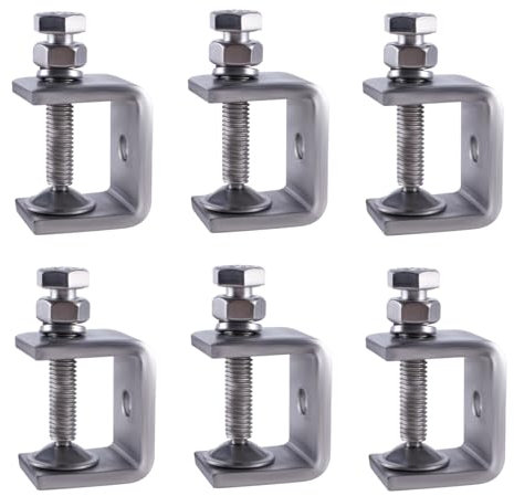 CNCYEAH Lot de 6 serre-joints en C en acier inoxydable 304 - Pince à support réglable de 0 à 25 mm - Ouvertures de pin réglables - Pince pour le travail du bois pour soudure, outils, bricolage,