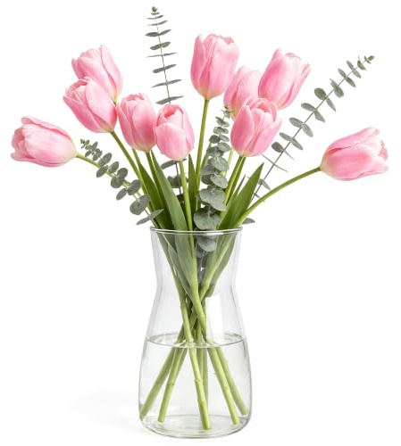 Der Rose 8 inch Clear Glass Flower Vases for Flower Bouquet Decoration Home Centerpiece Wedding Decor Gift