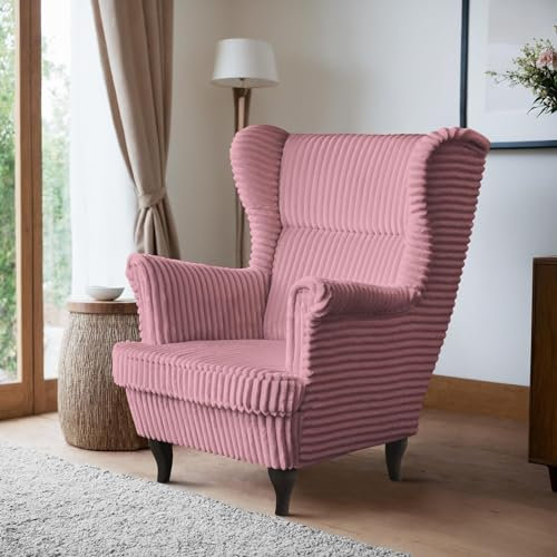 BEAUTY SOFA - Felix Sessel - Ohrensessel - Relaxsessel mit Armlehnen - Fernsehsessel - Polstersessel - für Wohnzimmer, Schlafzimmer - Sessel Wohnzimmer - Rosa (Tilia 62), Beine Wenge