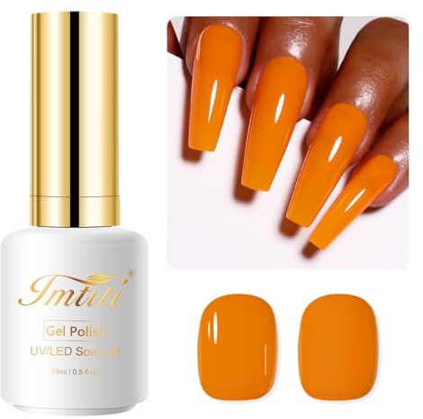 Imtiti Orange UV Nagellack, 15ML Kürbis Orange Gel Nail Polish, Soak Off LED Herbst Winter Maniküre Salon Gellack Kit für DIY Nagel Kunst
