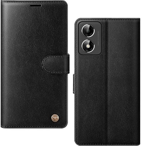 AIMOYU for Motorola Moto E14 / G04 / G24 Case, Flip Wallet Leather Phone Case with [4 Card Slots][RFID Blocking] Magnetic Protective Shockproof Cover for Moto E14 / G04 / G24 - Black