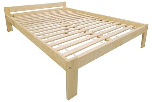 PROSBUD Bett 160x190 cm Mit Lattenrost Bettrahmen Bettgestell Unbehandeltes Kiefernholz Naturfarbe Malma
