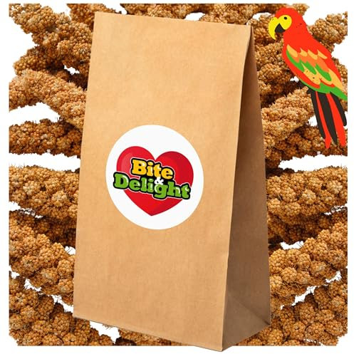 Bite & Delight 2kg Kolbenhirse Rot Ganzjähriges Vogelfutter Ziervögel Wellensittiche Naturbelassene Hirsekolben Futter Papageienfutter
