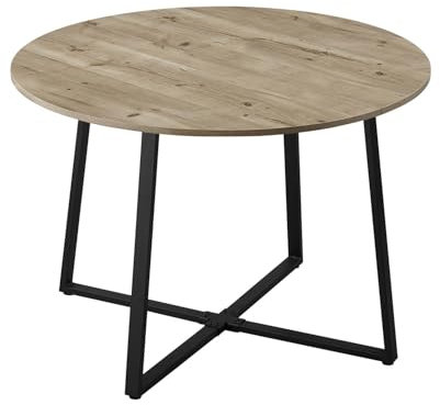 DUBI Möbel Esstisch NOA, Rund 110x110 cm Esszimmertisch Küchentisch Holztisch für Küche, Esszimmer, Industrial modern Design, Sandeiche Optik, 11216-US-EISA