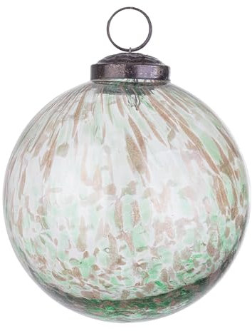 Christmas Decoration, Marbled Christmas Bauble, Green & Gold Marble Glass Bauble, Xmas Tree Decoration, Green Marble Bauble, Large Round Clear Glass Bauble with Marble Pattern