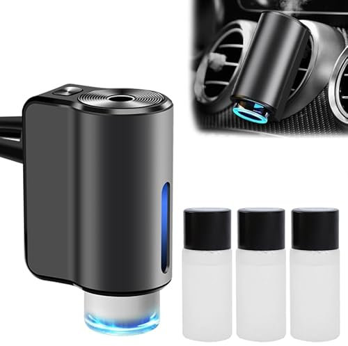 Car Diffuser Smart Car Air Freshener Car Diffuser Air Freshener Comes with 3 Bottles of Aromatherapy and 1 Pendant Car Aromatherapy Diffuser with Nano Atomization Technology 4 Color Lights
