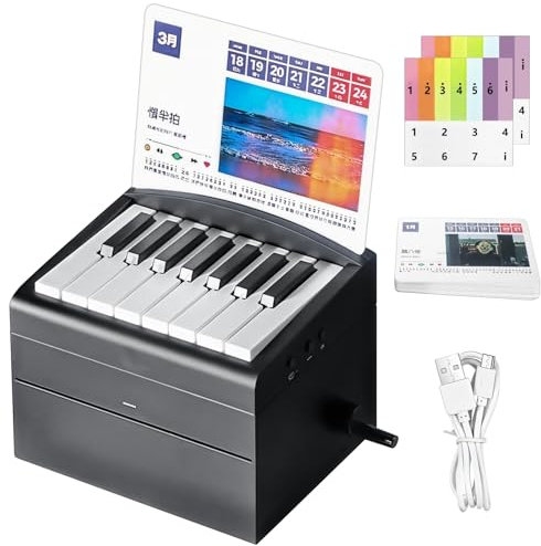 Mini Elektronischer Keyboard-Kalender mit 52 Notenblättern, Tischkalender mit Klaviertasten, einzigartige Geschenkidee